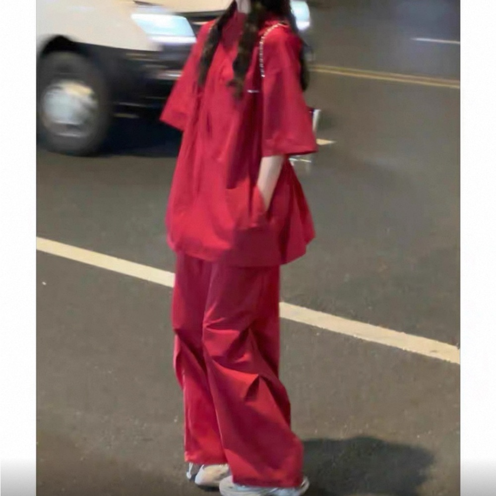 Chic Red Wide Leg Women's Jumpsuit